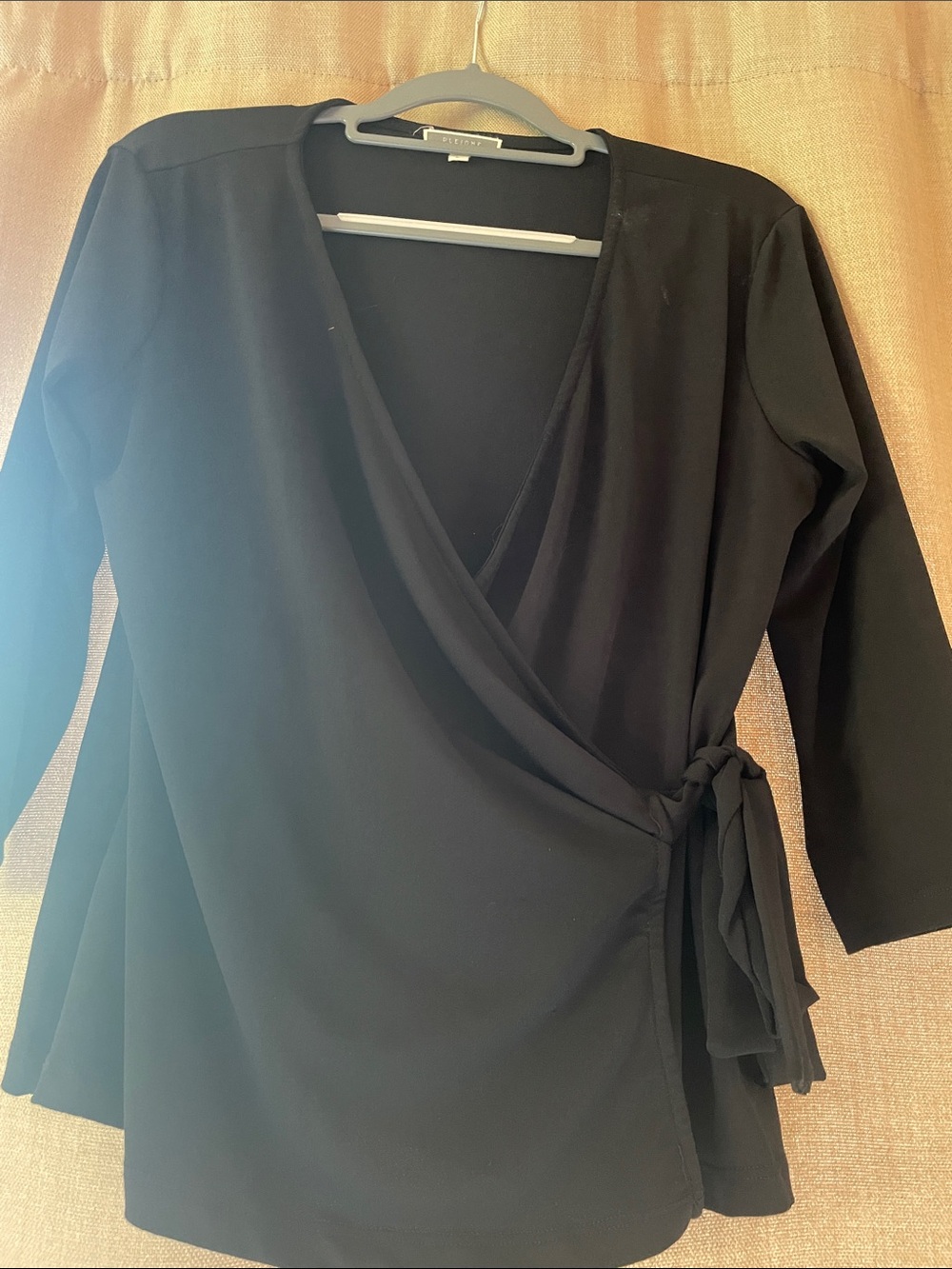 Pleione Black Wrap Blouse with Side Tie